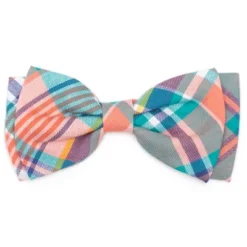 The Worthy Dog Peach Plaid Bow Tie Adjustable Collar Attachment Accessory -Pet Shop GUEST 1b7a4196 2661 41e8 ad93 6914869777e1