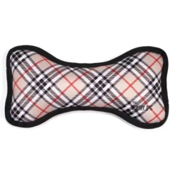 The Worthy Dog Tough Bias Plaid Bone Dog Toy