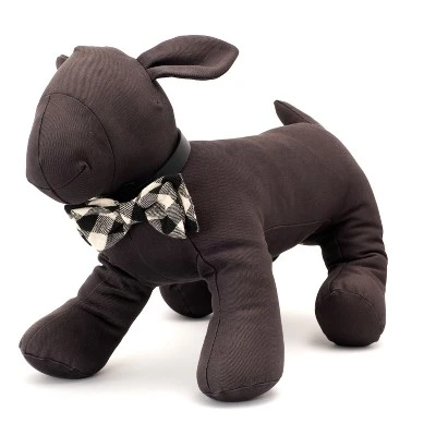 The Worthy Dog Black/Off White Buffalo Plaid Bow Tie Adjustable Collar Attachment Accessory 4 The Worthy Dog Black/Off White Buffalo Plaid Bow Tie Adjustable Collar Attachment Accessory - Image 2