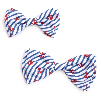 The Worthy Dog Stripe Anchors Bow Tie Accessory 4 The Worthy Dog Stripe Anchors Bow Tie Accessory - Image 2