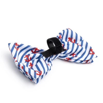 The Worthy Dog Stripe Anchors Bow Tie Accessory 3 The Worthy Dog Stripe Anchors Bow Tie Accessory