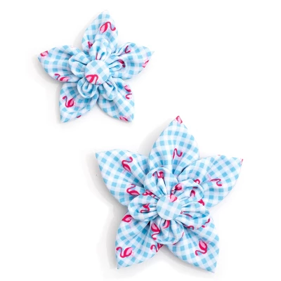 The Worthy Dog Gingham Flamingos Flower Accessory 4 The Worthy Dog Gingham Flamingos Flower Accessory - Image 2