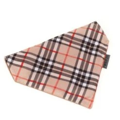 The Worthy Dog Tan Bias Plaid Slide-On Bandana Collar Accessory