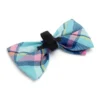 The Worthy Dog Aqua/Navy Plaid Bow Tie Adjustable Collar Attachment Accessory