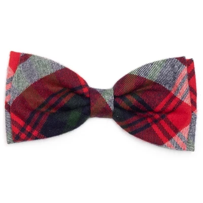 The Worthy Dog Red/Green/Navy Plaid Bow Tie Adjustable Collar Attachment Accessory 4 The Worthy Dog Red/Green/Navy Plaid Bow Tie Adjustable Collar Attachment Accessory - Image 2