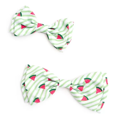 The Worthy Dog Stripe Watermelon Bow Tie Accessory 4 The Worthy Dog Stripe Watermelon Bow Tie Accessory - Image 2