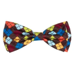 The Worthy Dog Autumn Argyle Bow Tie Adjustable Collar Attachment Accessory