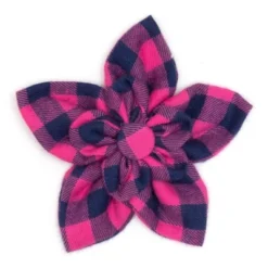 The Worthy Dog Pink/Navy Buffalo Check Flower Adjustable Collar Accessory -Pet Shop GUEST a05d2311 fafe 4298 9ad7 9a5a4a35b624