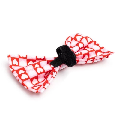 The Worthy Dog Colorblock Hearts Bow Tie Accessory 3 The Worthy Dog Colorblock Hearts Bow Tie Accessory