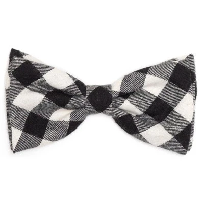 The Worthy Dog Black/Off White Buffalo Plaid Bow Tie Adjustable Collar Attachment Accessory 5 The Worthy Dog Black/Off White Buffalo Plaid Bow Tie Adjustable Collar Attachment Accessory - Image 3